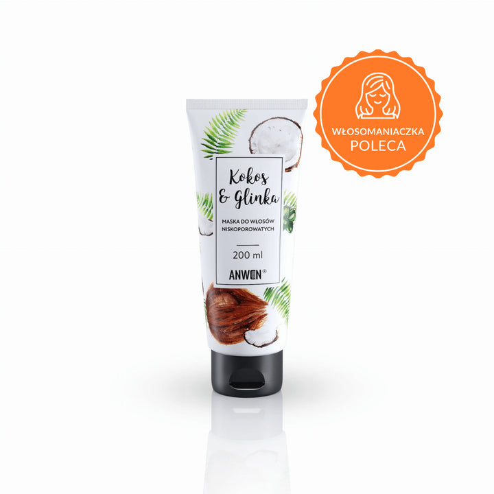 ANWEN 'Kokos i Glinka' - Maska do włosów niskoporowatych 200ml