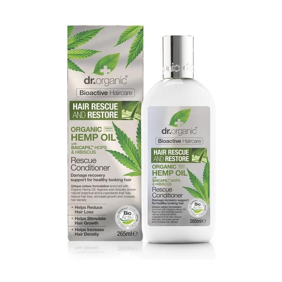 DR.ORGANIC Odbudowująca odżywka z organicznym olejem konopnym 265 ml