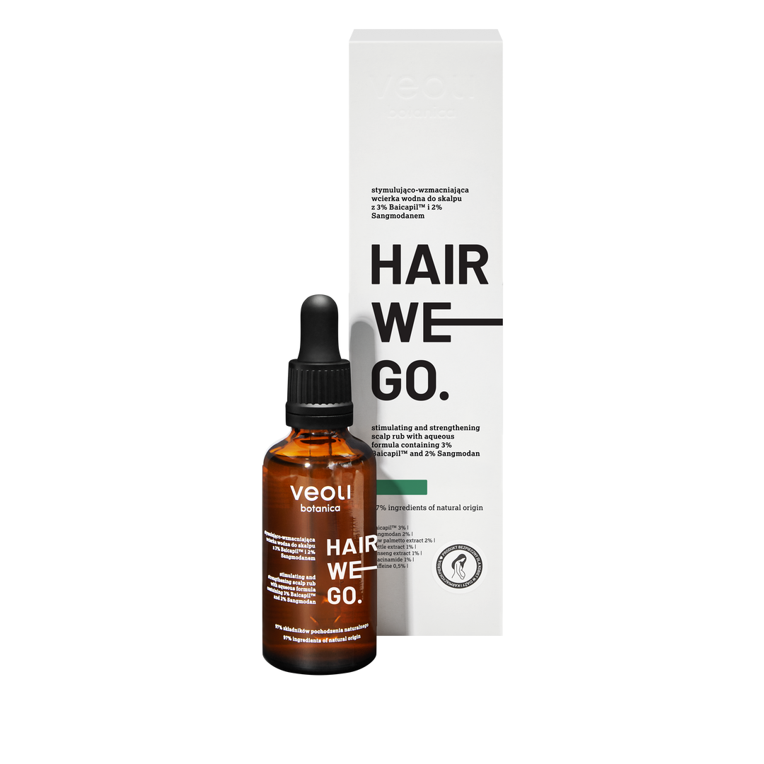 VEOLI BOTANICA Hair We Go - Stymulująco-wzmacniająca wcierka wodna do skalpu z 3% Baicapil™ i 2% Sangmodanem 50ml