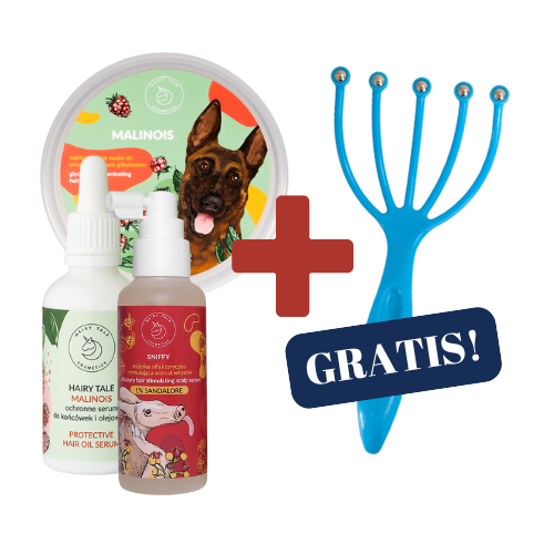 ZESTAW HAIRY TALE COSMETICS Malinois Maska, Serum i Wcierka Sniffy + Grabki GRATIS