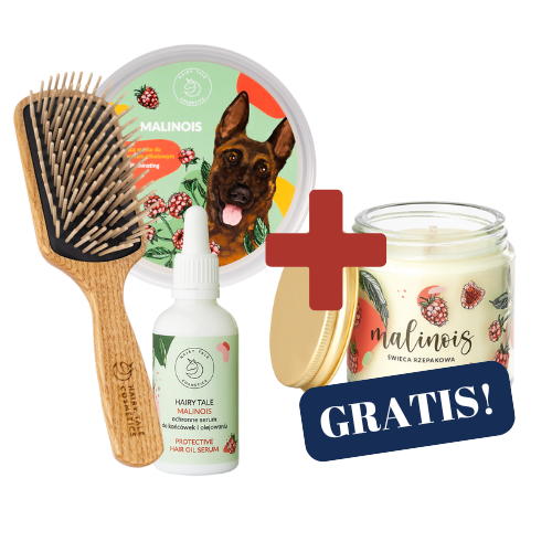 ZESTAW HAIRY TALE COSMETICS MALINOIS Serum, Maska i Szczotka Hairy Brush + Świeczka Malinois GRATIS