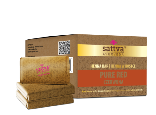 SATTVA Henna Bar Pure Red - Mieszanka ziół koloryzująca w kostce Czerwony 3x80g