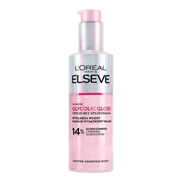 ELSEVE Glycolic Gloss Serum bez spłukiwania - 14% Kompleks Nabłyszczający z Kwasem Glikolowym do włosów matowych i szorstkich 150ml