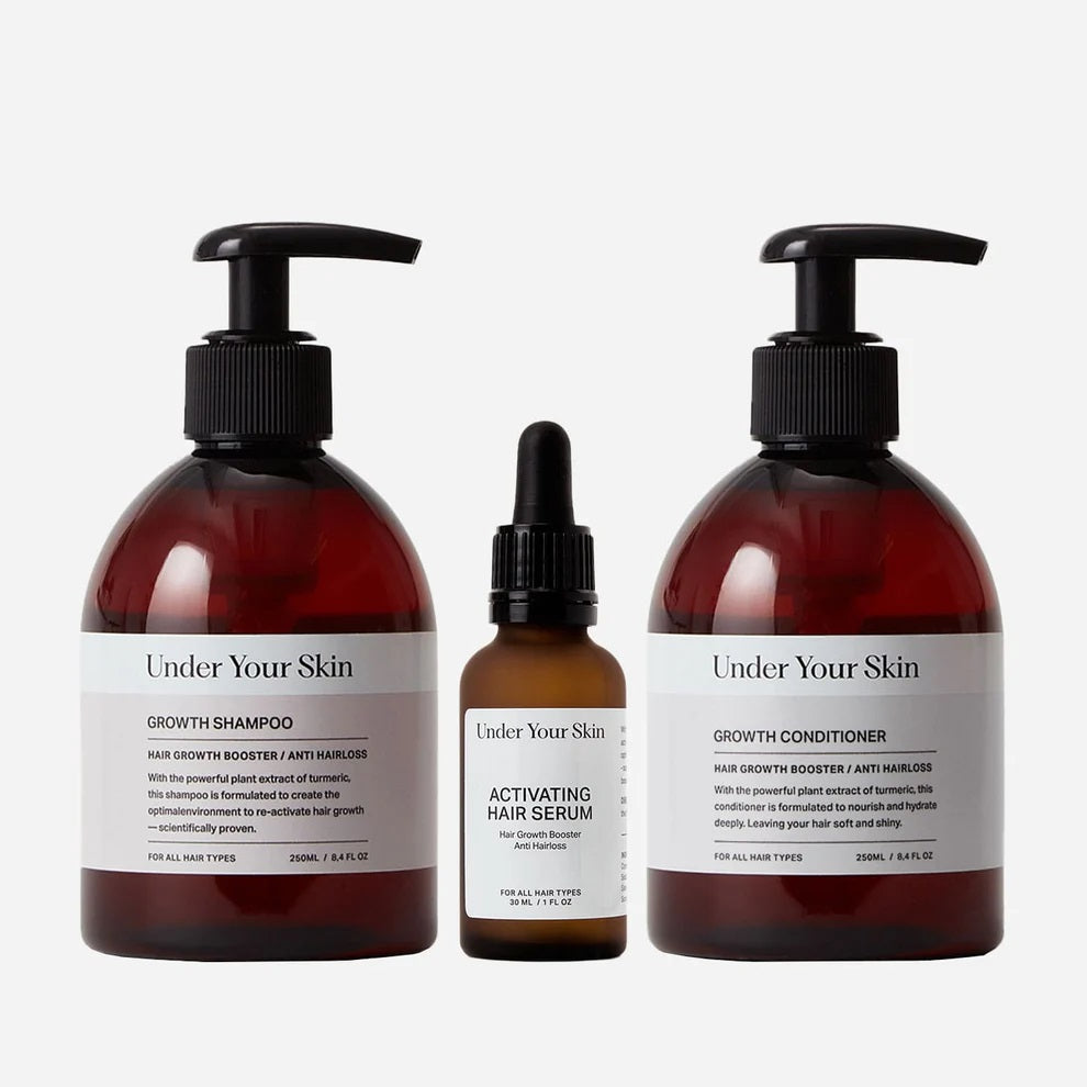 UNDER YOUR SKIN SET For hair growth - Shampoo 250ml + Conditioner 250ml + Serum 30ml